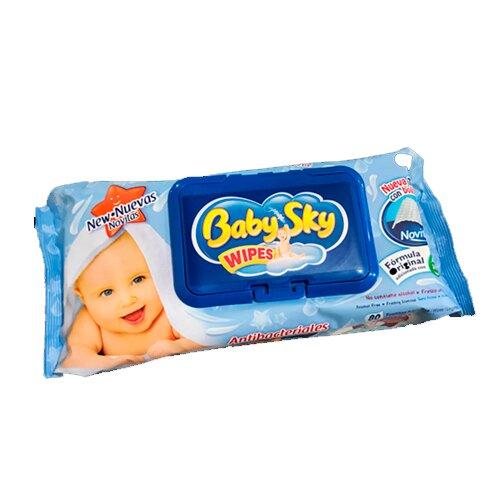 Toallitas para Bebé Baby Sky Wipes Antibacteriales, 80 pzas.