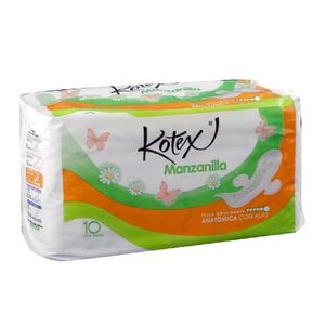 Kotex Manzanilla Abundante Con Alas 10 Toallas
