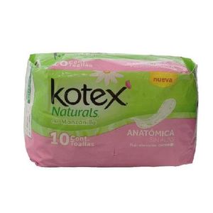 Kotex Naturals Anatomica Sin Alas 10 Toallas