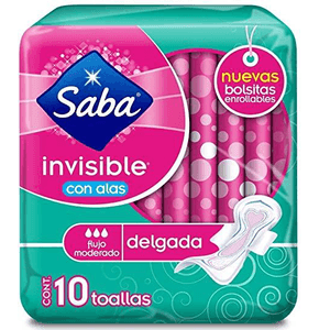 Saba Invisible Moderado Con Alas 10 Toallas