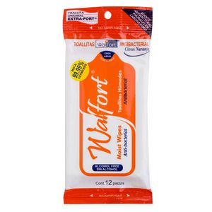 Toallitas Humedas Antibacteriales Walfort Sensitive Citrus 12 Piezas