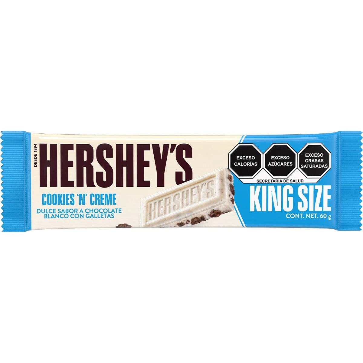 Hersheys King Size Cookies & Cream 60 g Farmacias Klyns