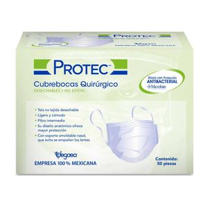 Cubrebocas Desechables Protec Azul 50 Piezas