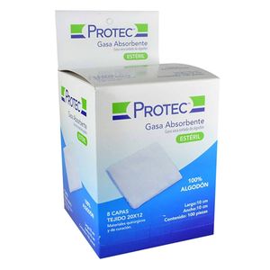 Gasa Absorbente Esteril 10cm x 10cm 100 Piezas