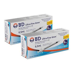 Jeringa para Insulina BD Ultra-Fine 0.5 mL 31G x 6mm 10 Piezas