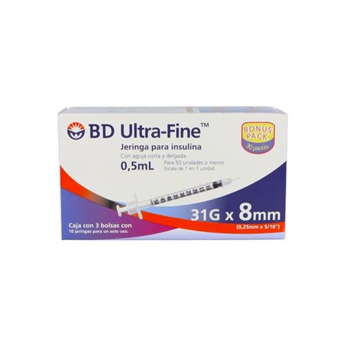 BD Ultra-Fine Jeringas de Insulina de 1 ML y Aguja Integrada de 30 Gauge X  13 MM - Medimarket