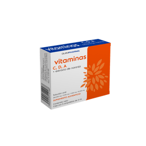 Vitamina C,D,A Suplemento 250.000 mg / 0.010 mg / 1.000 mg / 15.00 mg 5 Ampolletas