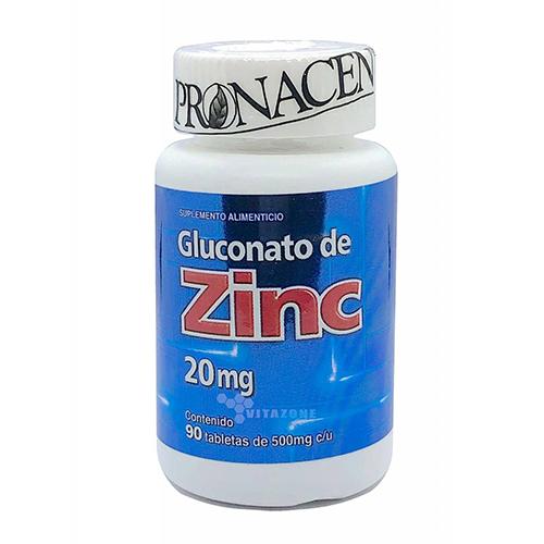 Gluconato de Zinc 20 mg 90 Tabletas de 500 mg c/u Farmacias Klyns