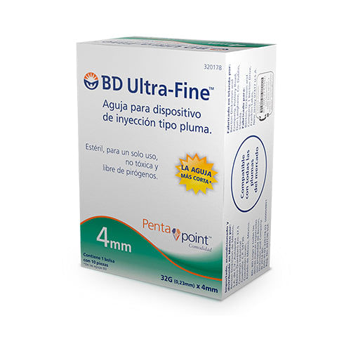 Aguja-para-Dispositivo-de-Inyeccion-BD-Ultra-Fine-32G-x-4mm-10-Piezas