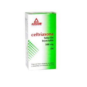 Ceftriaxona Solucion Inyectable 500 mg  2 ml