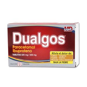 Dualgos Paracetamol 325 mg / Ibuprofeno 200 mg 20 Tabletas