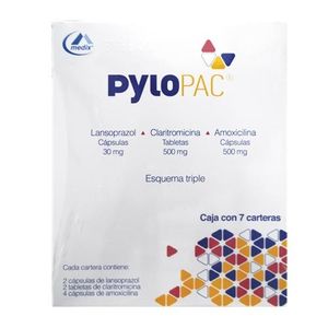 Pylopac 30 mg / 500 mg / 500 mg 7 Carteras 8 Capsulas