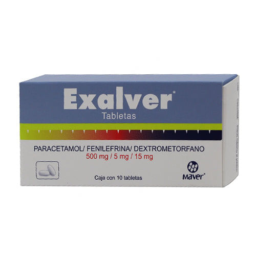 Exalver-Paracetamol-500-mg---Fenilefrina-5-mg---Dextrometorfano-15-mg-10-Tabletas