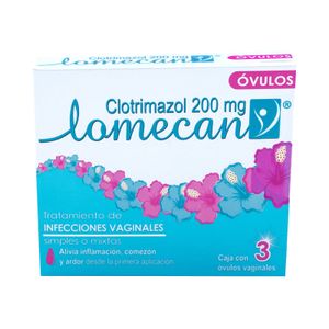 Lomecan V Clotriamazol 200 mg 3 Ovulos