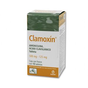 Clamoxin Amoxicilina 500 mg / Acido Clavulanico 125 mg 10 Tabletas