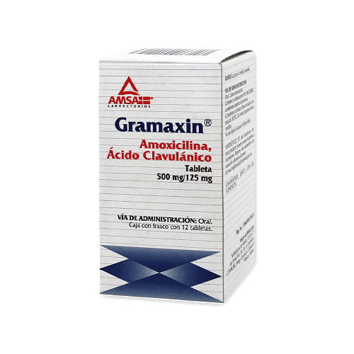 Gramaxin Amoxicilina 500 mg / Acido Clavulanico 125 mg 12 Tabletas -  Farmacias Klyns