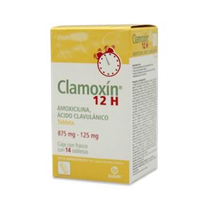 Clamoxin 12H Amoxicilina 875 mg / Acido Clavulanico 125 mg 14 Tabletas