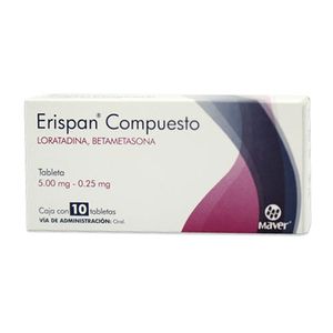 Erispan Compuesto Loratadina 5 mg / Betametasona 0.25 mg 10 Tabletas
