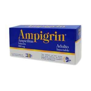 Ampigrin Ampicilina Solucion 500 mg 3 Ampolletas