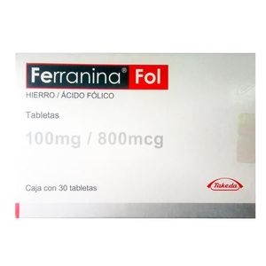 Ferranina Fol 100 mg / 800 mcg 30 Tabletas