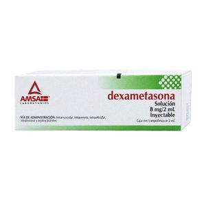 Dexametasona Solucion Inyectable 8 mg/2 mL 1 Ampolleta con 2 mL