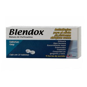 Blendox Clorfenamina 4 mg 20 Tabletas