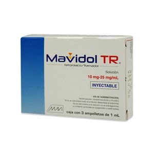 Mavidol TR Ketorolaco 10 mg / Tramadol 25 mg/mL Solucion Inyectable 3 Ampolletas 1 mL