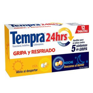 Tempra 24 Hrs Gripa y Resfriado 12 Tabletas