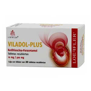 Viladol Plus Butilhioscina 10 mg / Paracetamol 500 mg 20 Tabletas