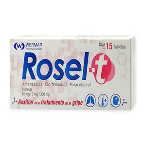 Rosel-t Amantadina 50 mg / Clorfenamina 3 mg / Paracetamol 300 mg 15 Tabletas