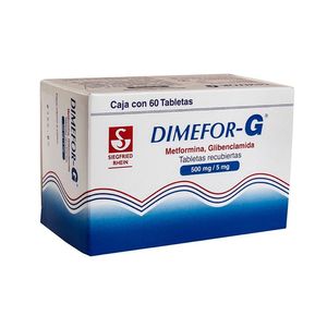 Dimefor G 500 mg / 5 mg 60 Tabletas