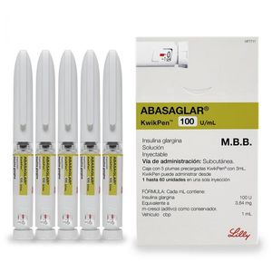 Abasaglar Kwikpen Solucion Inyectable 100 U/mL 5 Plumas con 3 mL