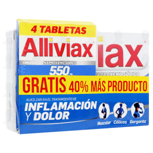 Alliviax 550 mg  10 Tabletas + Alliviax 4 Tabletas