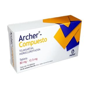 Archer Compuesto Telmistan, Hidroclorotiazida Tableta 80mg / 12.5mg  14 Tabletas