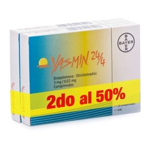 Yasmin 24/4 3 mg /0.02 mg 28 Capsulas 2do al 50%