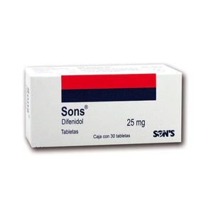 Sons Difenidol 25 mg 30 Tabletas