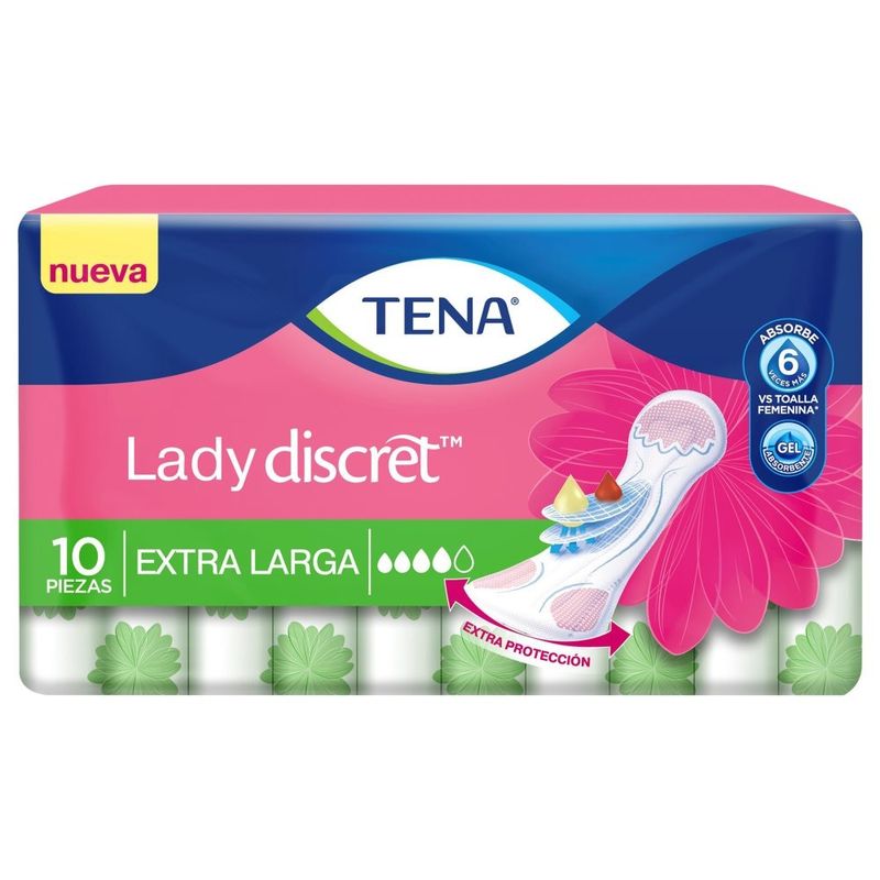 Tena Lady Discret Extra Larga 10 Piezas Farmacias Klyns 