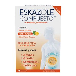 Eskazole Compuesto 2 Tabletas Masticables Sabor Naranja