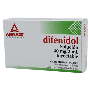 Difenidol Solucion Inyectable 40 mg/2 mL 2 Ampolletas de 2 mL