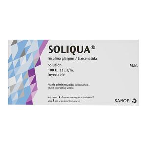 Soliqua Solucion 100 U / 33 mcg / mL 3 Plumas