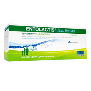Entolactis Fibra Liquida Suplemento Alimenticio Sabor Limon 12 Frascos con 10 mL c/u