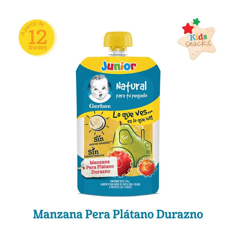 Papilla-Gerber-Junior-Et-4-Manzana---Pera-Platano---Durazno-120-g