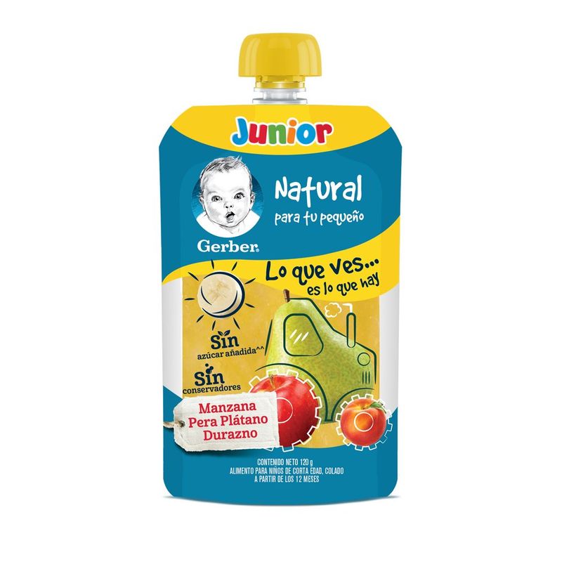Papilla-Gerber-Junior-Et-4-Manzana---Pera-Platano---Durazno-120-g