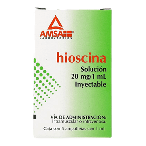 Hioscina Solucion Inyectable 20 mg / 1 mL 3 Ampolletas de 1 mL