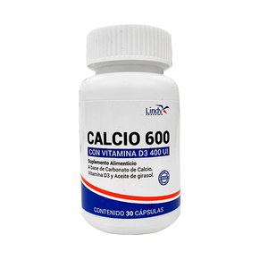 Calcio 600 con Vitamina D3 400 UI 30 Capsulas