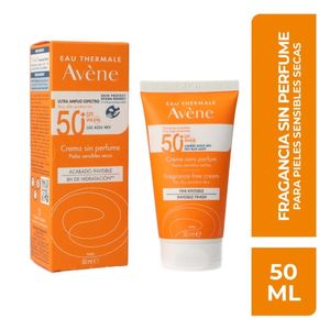 Crema sin Perfume Avene FPS 50+ Pieles Sensibles Secas 50 mL