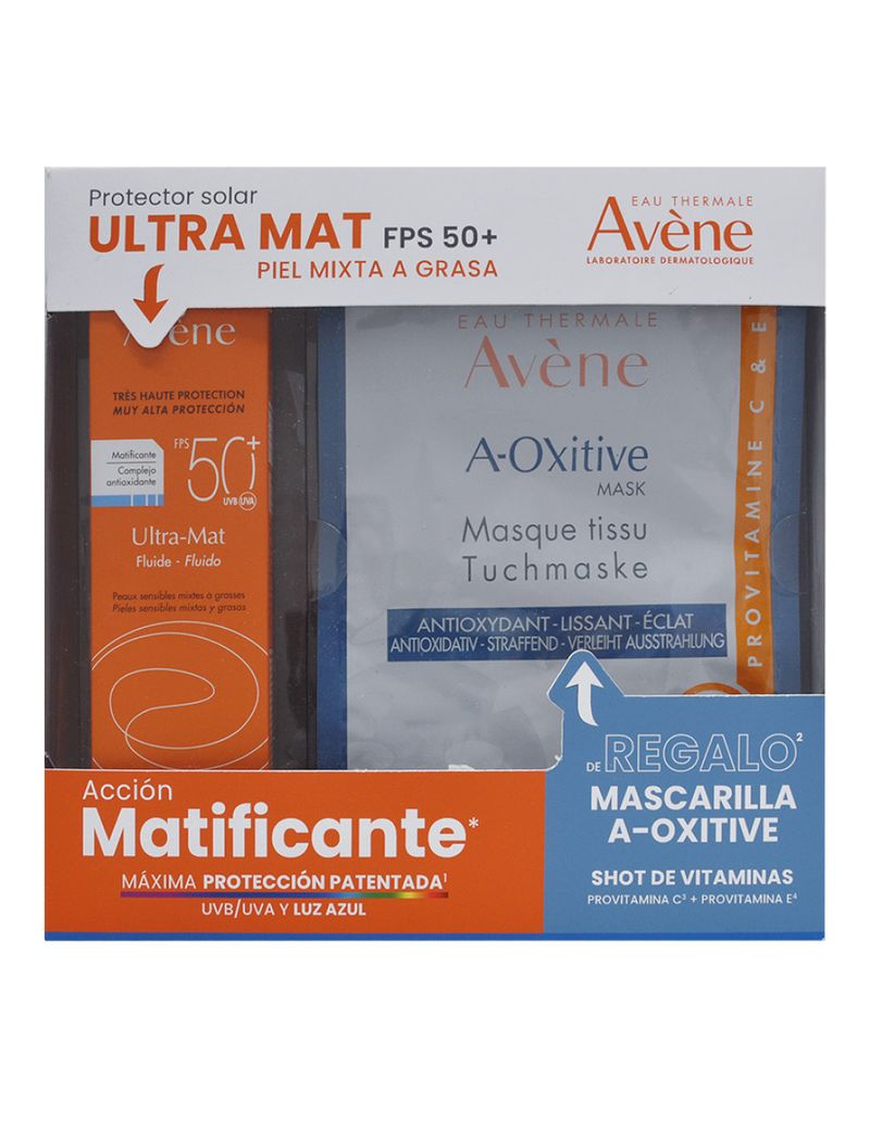 Kit-Avene-Protector-Solar-Mat-Perfect-FPS-50--Piel-Grasa-a-Mixta-Matificante---Mascarilla-A-Oxitive-2-Piezas