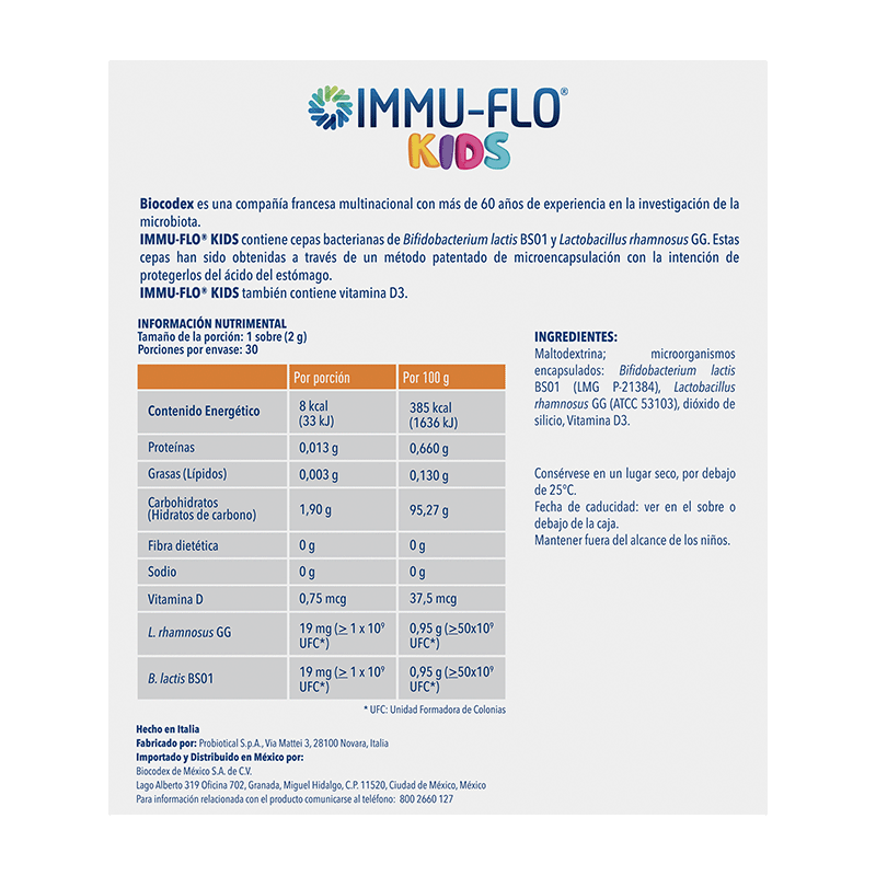 ImmufloKidsSuplementoAlimenticio30Sobres