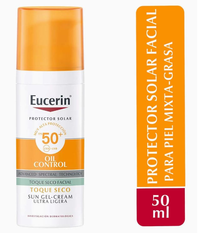 EucerinProtectorSolarFPS50OilControlAntiBrilloPielMixtaaGrasaToqueSeco50mL
