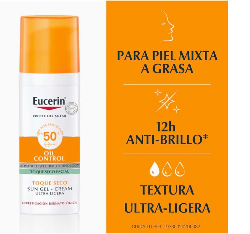 EucerinProtectorSolarFPS50OilControlAntiBrilloPielMixtaaGrasaToqueSeco50mL